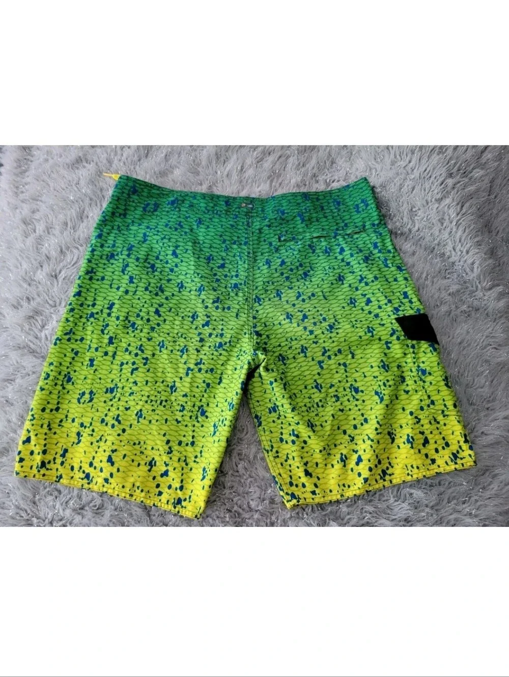 Pelagic Board Shorts Swim Trunks Green Yellow Dorado Swimsuit Pockets Fish 40